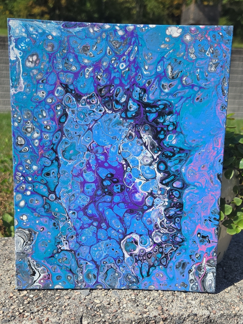 Abstract Blue Purple Fluid Art Canvas - Home Art 8x10
